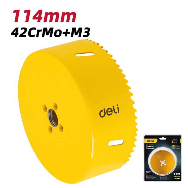 Коронка биметаллическая Deli YS EDH-SKK114-E1, 114 х 38 мм, М14