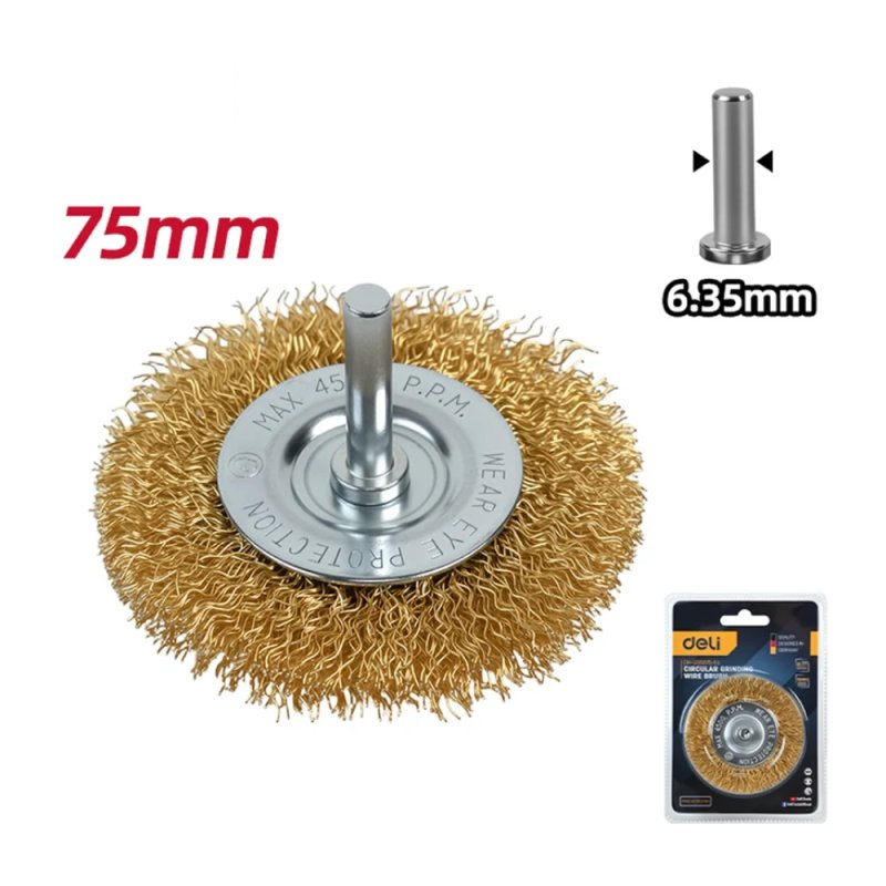 Щетка для дрели Deli YS EDH-GSS075-E3, плоская, проволочная