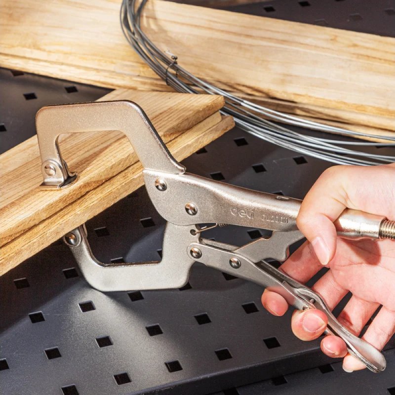 Клещи Deli YS DL20011, зажимные, С-образные с фиксатором, 280 мм