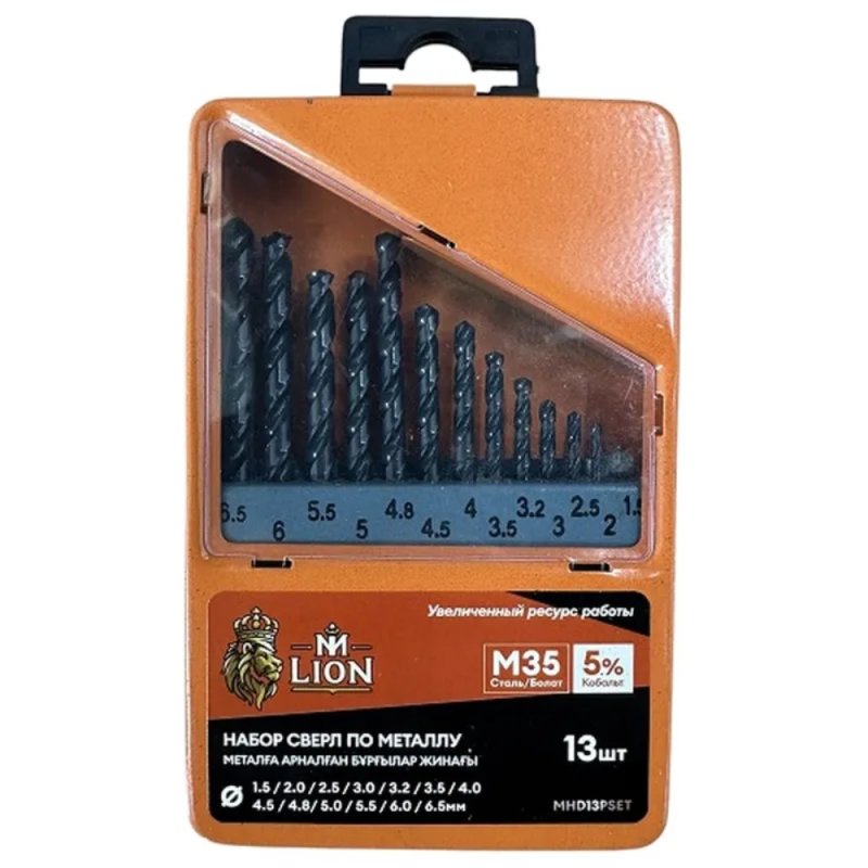 Набор сверл по металлу M-Lion, MHD13PSET, 1,5-6,5 мм, 13 шт.