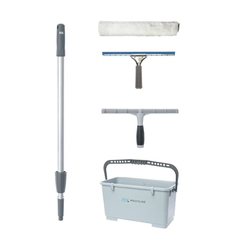 Набор Profiline №6 (шубка 38 см, склиз 35 см, держатель 35 см, ручка телеск. 120 см, ведро для мытья окон 22 л)