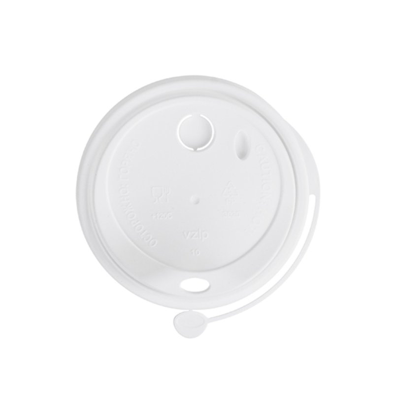 Крышка пластиковая для стаканов d=80 мм, для горячих напитков, 50 шт/упак, флип-топ, белый