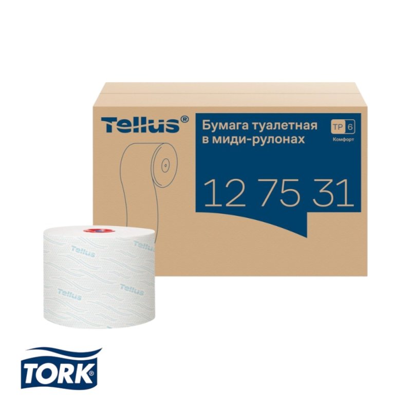 Бумага туалетная Tellus Комфорт T6, в миди-рулонах 100 м, 2 слоя