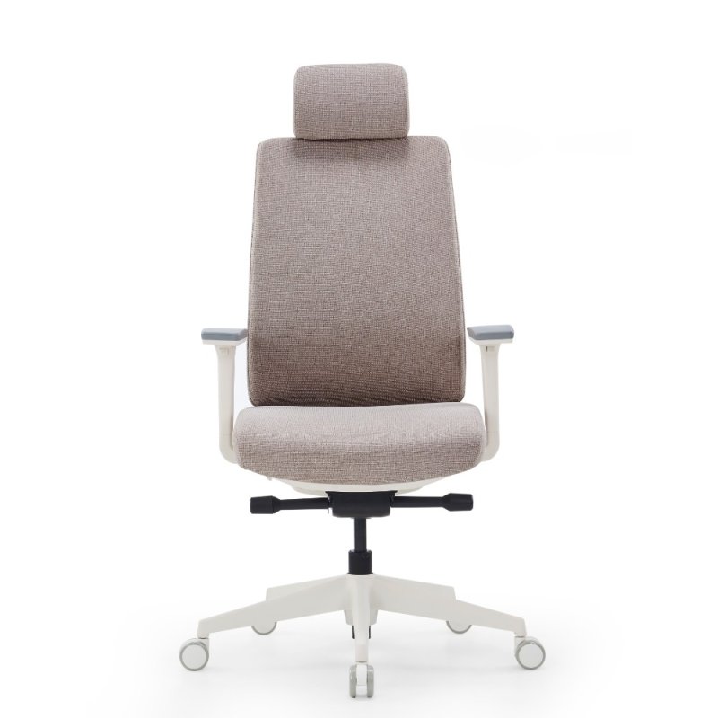 Кресло компьютерное SitZone CH-K55A-BS, ткань, бежевый, пластик, корпус белый