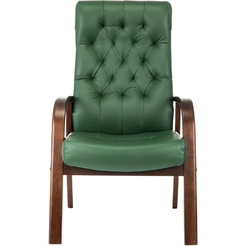 Кресло Бюрократ T-9928WALNUT-CF, натуральная кожа, зеленый, каркас дерево