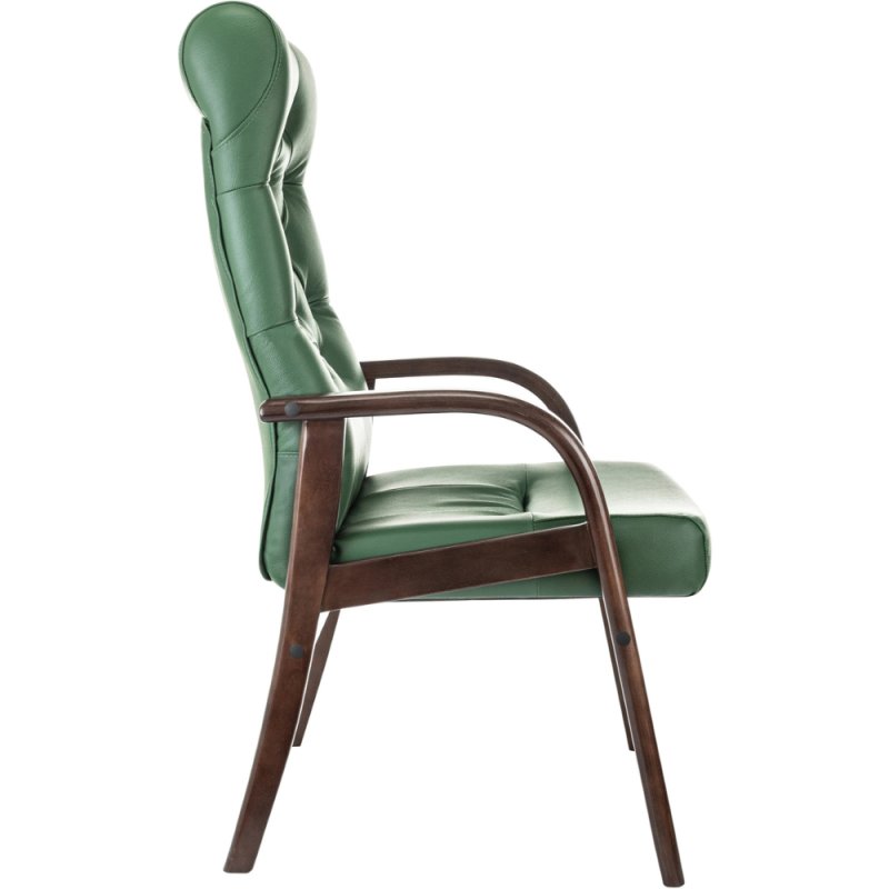Кресло Бюрократ T-9928WALNUT-CF, натуральная кожа, зеленый, каркас дерево