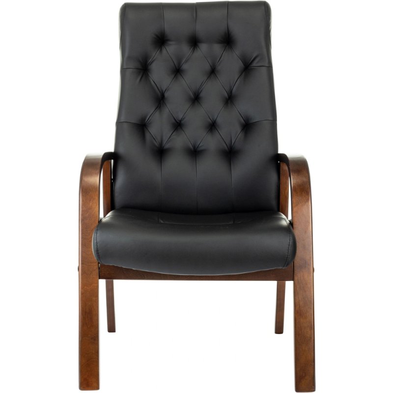 Кресло Бюрократ T-9928WALNUT-CF, натуральная кожа, черный, каркас дерево