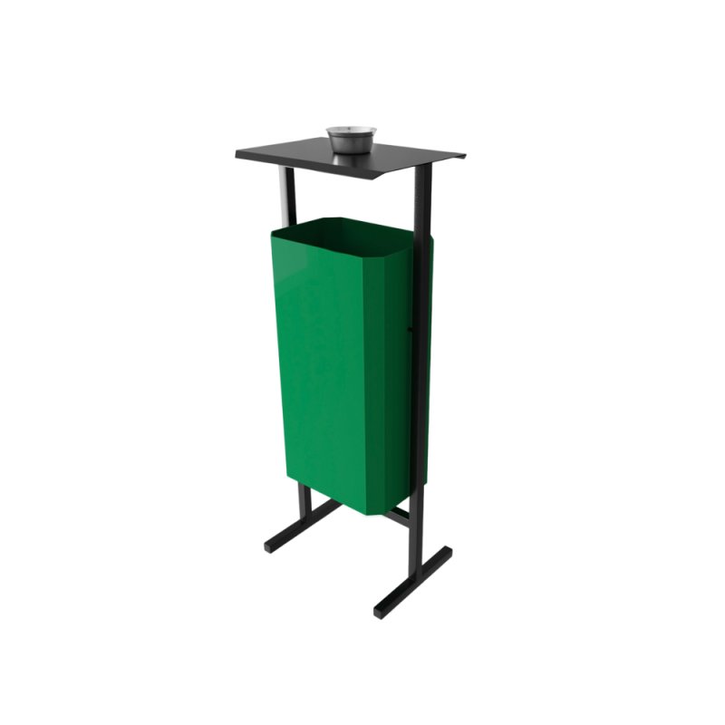 Урна уличная для мусора СТАНДАРТ с пепельницей, 50 л, металл, зелёный