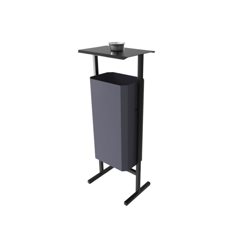 Урна уличная для мусора СТАНДАРТ с пепельницей, 50 л, металл, серый