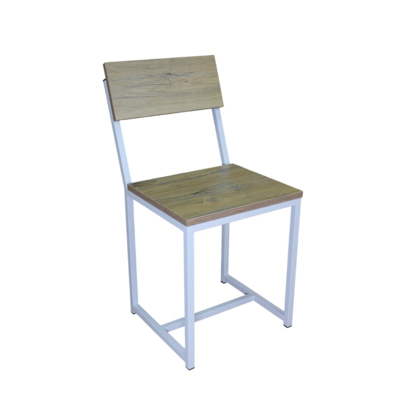 Стул ALLERD RION, металл, ЛДСП, белый муар, Дуб Нокс