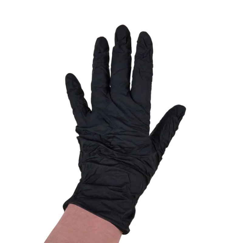 Перчатки нитриловые неопудренные одноразовые BVB, р-р S, 100 шт./уп., черный
