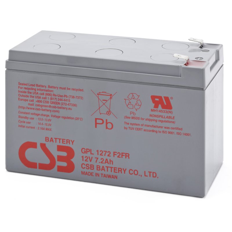 Аккумуляторная батарея CSB GPL 1272 F2 FR, 12 В, 7.2 Ач