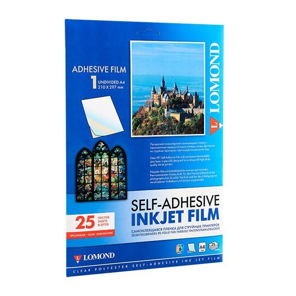 Самоклеящаяся пленка струйная прозрачная, А4, 25 листов, 110 г/м2
