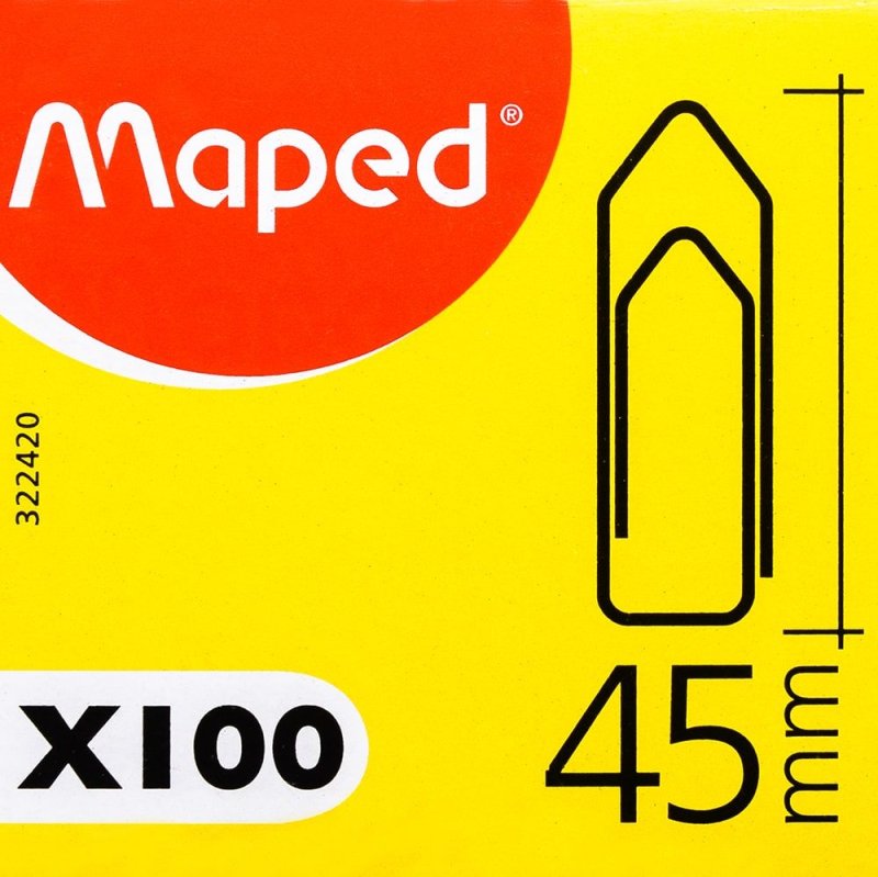 Скрепки Maped, 45 мм, 100 шт, серебристый