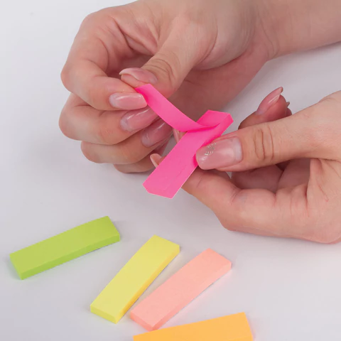 Закладки бумажные клейкие неоновые STAFF, 50х14 мм, 250 штук (5 цветов х 50 листов)