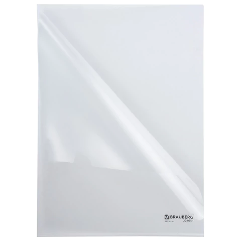 Папка-уголок жесткая BRAUBERG, прозрачная, 0,15 мм