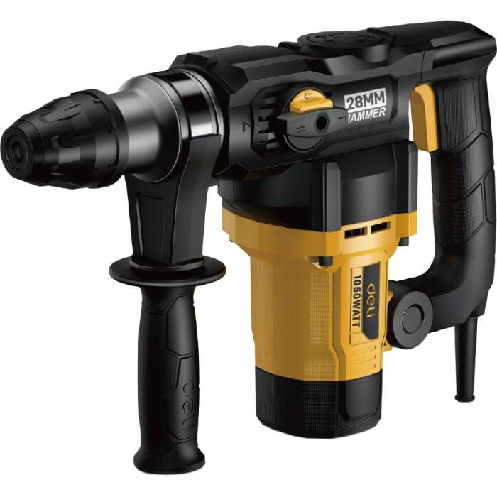 Перфоратор Deli YS EDL-DC28-E1, 1050 Вт, 4.8 Дж, кейс, желтый, черный