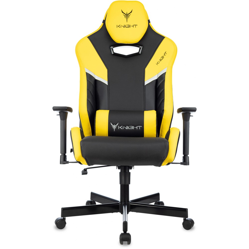 Кресло игровое Бюрократ Knight Thunder 5X экокожа, черный, желтый, металл