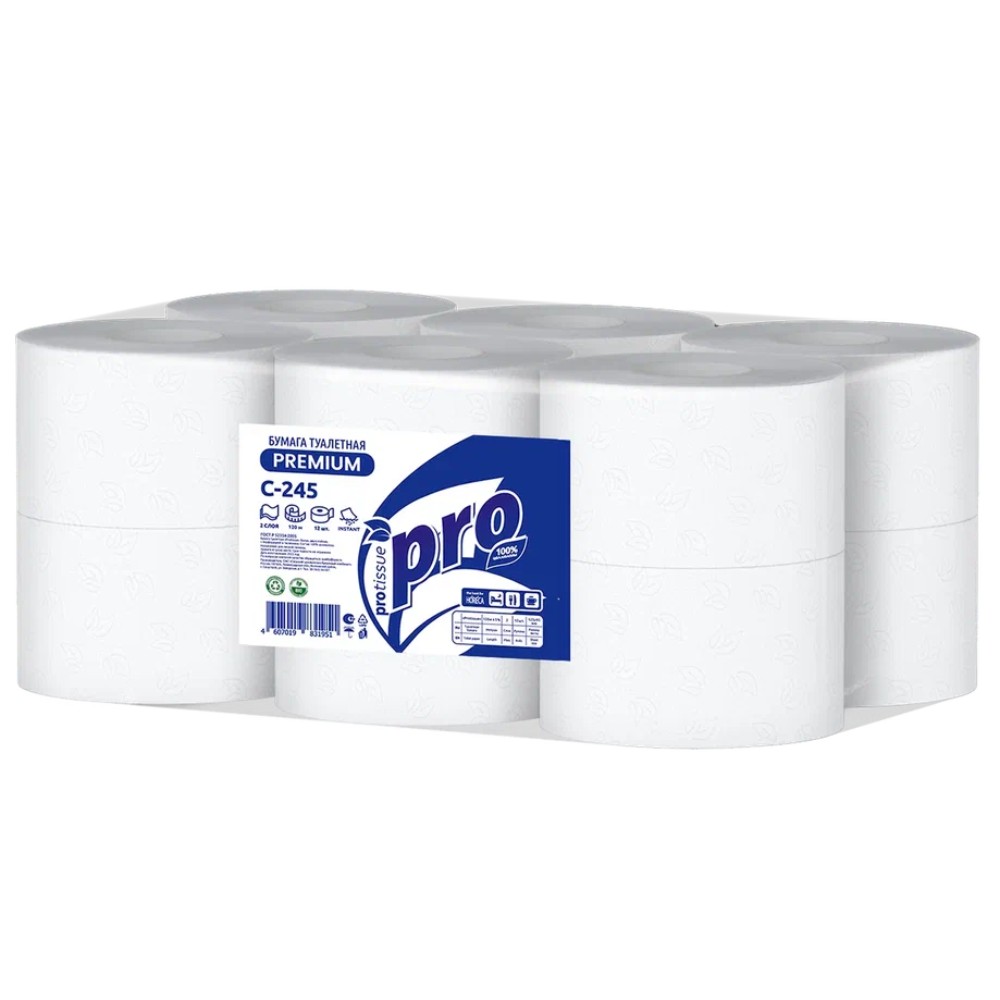 Бумага туалетная  PROtissue 120м, 2 слоя, Instant, 100% целлюлоза