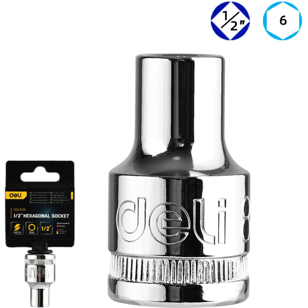 Головка торцевая шестигранная Deli YS EDQ4008 1/2