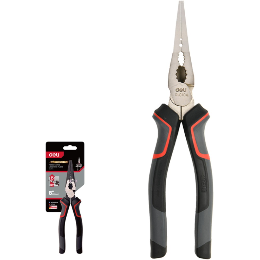 Длинногубцы Deli RS EDL0104, 200 мм, черный, красный