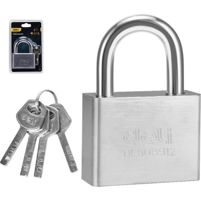 Замок навесной Deli YS EDL508912, 70 мм, автомат, 4 ключа