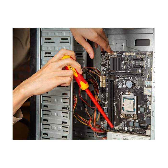 Отвертка диэлектрическая Deli YS EDL5161501, SL6,5х150 мм, желтый, красный