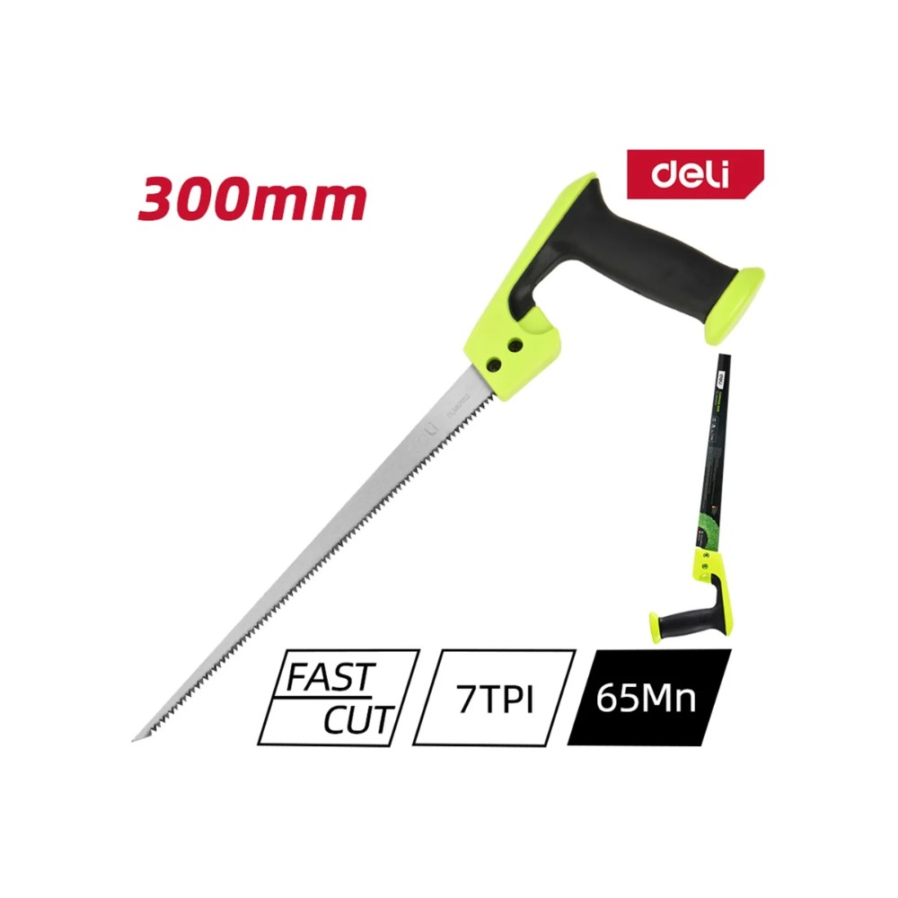 Пила-нож садовая Deli GS EDL580652, 300 мм, 7TPI, черный, зеленый