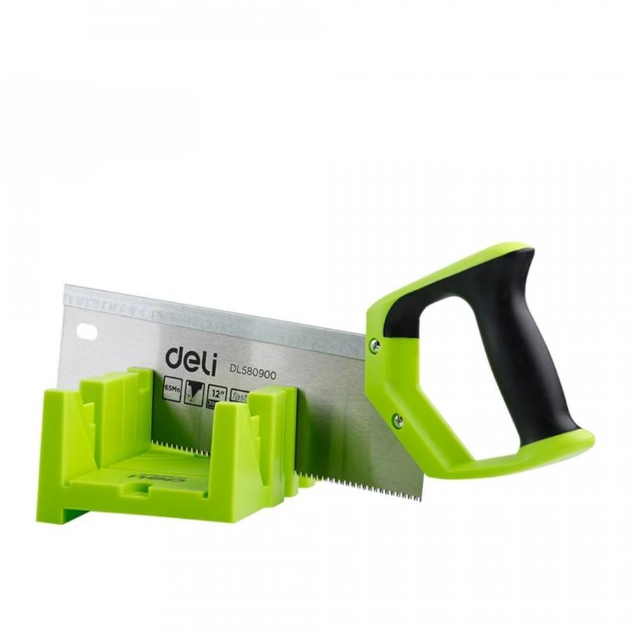 Стусло с ножовкой Deli GS EDL580900, 22.5°/45°/90°, 13 TPI, 300 мм, черный, зеленый