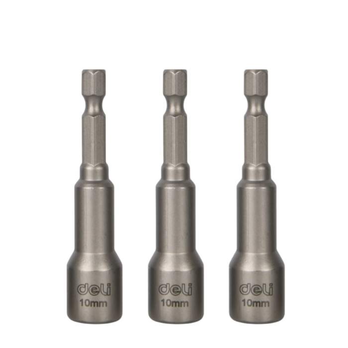Набор насадок шестигранных магнитных Deli YS EDL4810T, 10 мм, 3 шт, HEX 1/4