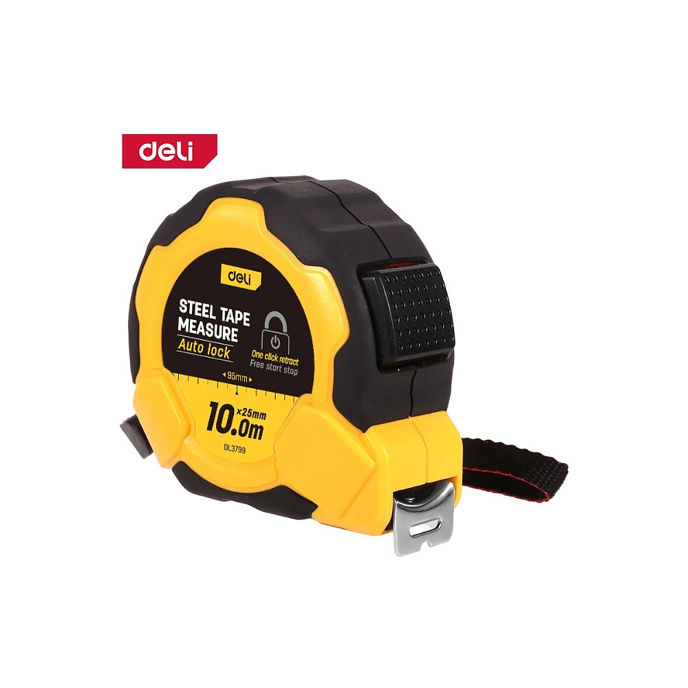 Рулетка Deli YS EDL3799, 10 м х 25 мм, желтый, черный