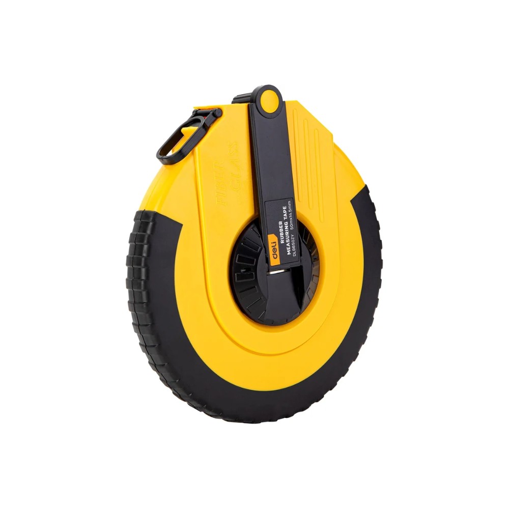 Мерная лента Deli YS EDL9850ZY, 50 м х 14,5 мм, лента фиберглас, пластиковый корпус, желтый, черный