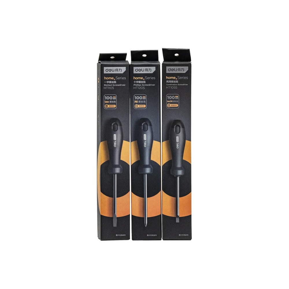 Отвертка Deli HS EHT1105, SL5х100 мм, Soft Touch, черный
