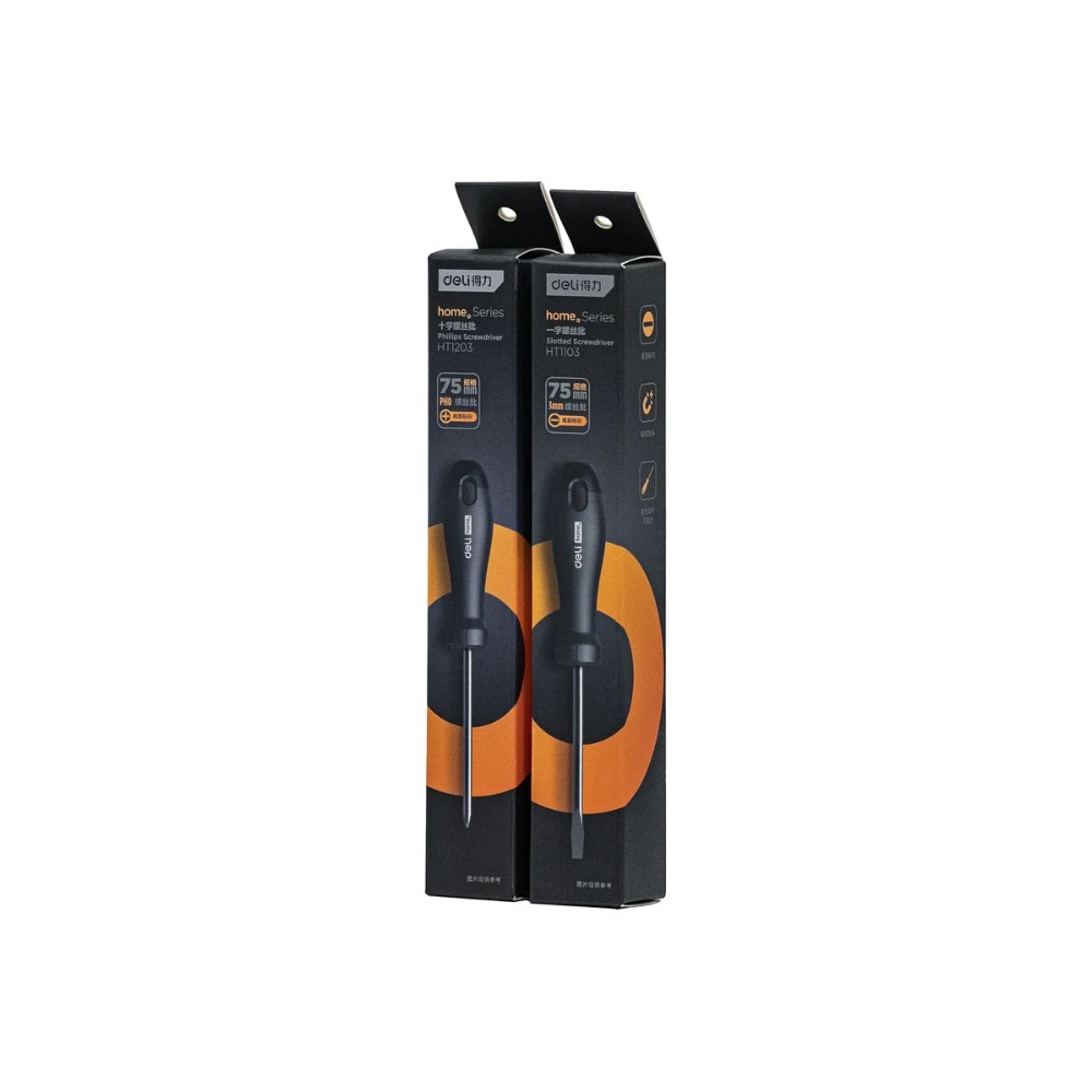 Отвертка Deli HS EHT1203, PH0х75 мм, Soft Touch, черный