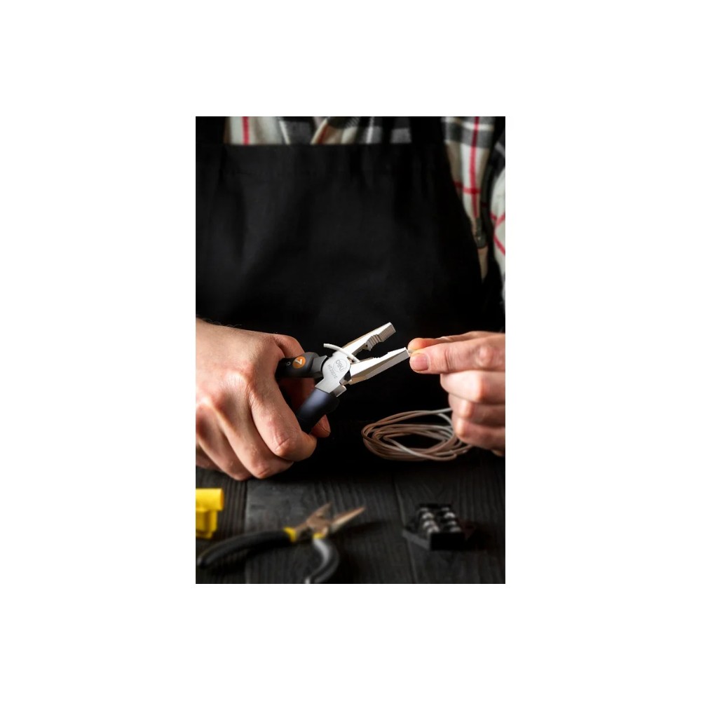 Длинногубцы Deli HS HT2007C, 180 мм, Soft Touch, оранжевый