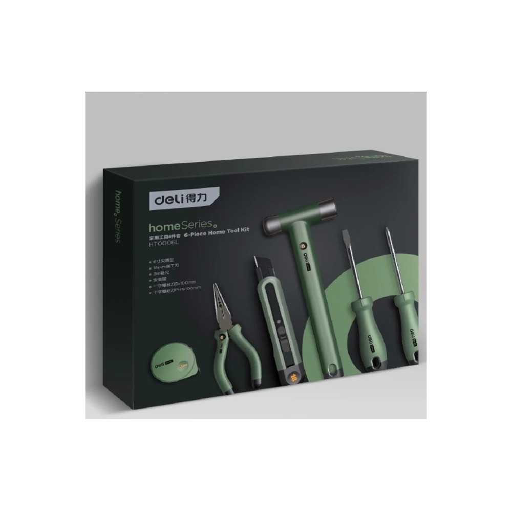Набор ручного инструмента Deli HS EHT0006L, 6 предметов, Soft Touch, зеленый