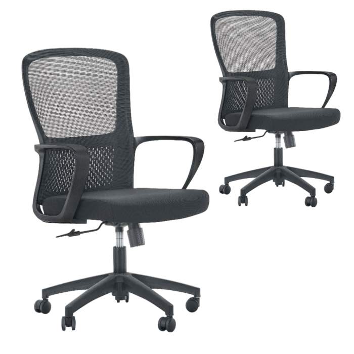 Кресло компьютерное SitZone U-069B, сетка, ткань, пластик, черный, 2 шт/упак