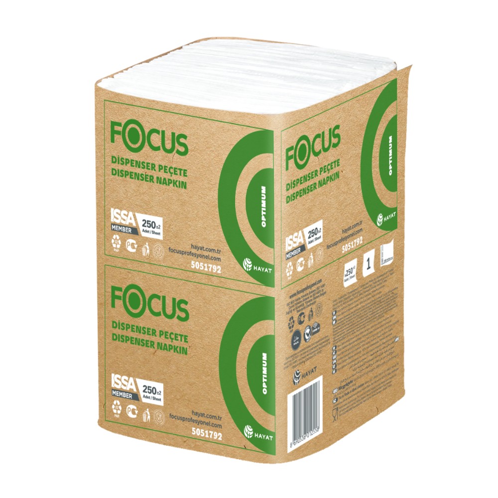 Салфетки бумажные Focus Optimum, 24х18 см, 1 слой, белый, 250 листов
