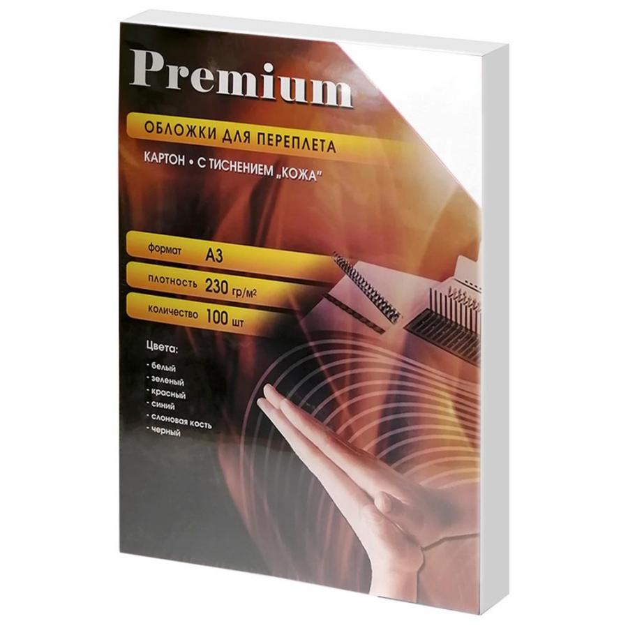 Обложка для переплета Office Kit, A3, картон под кожу, белая, 100 шт