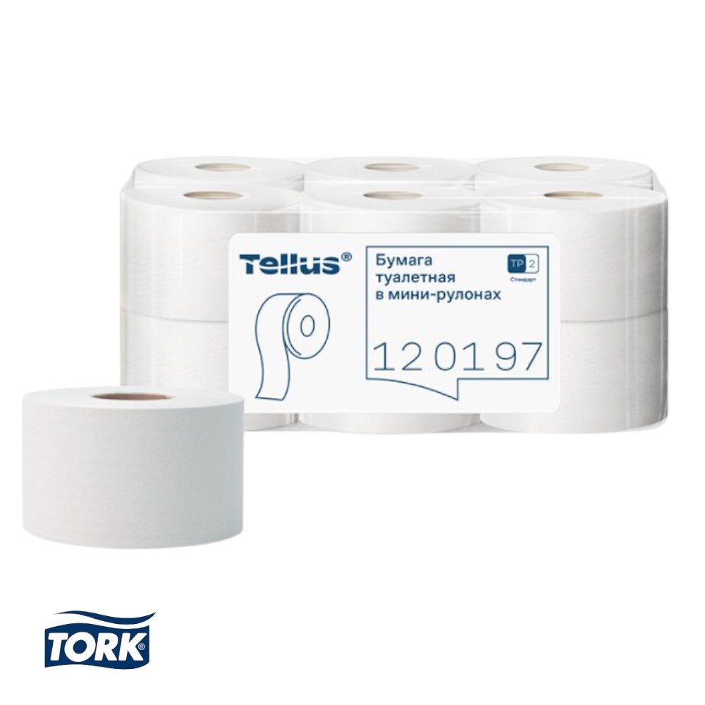 Бумага туалетная Tellus Стандарт ТP2, в мини рулоне, 200 м, 1 слой