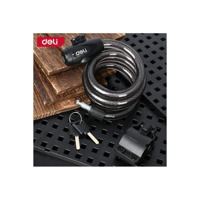 Замок тросовый велосипедный Deli YS EDL508063, 15х1200мм, ключи 2 шт