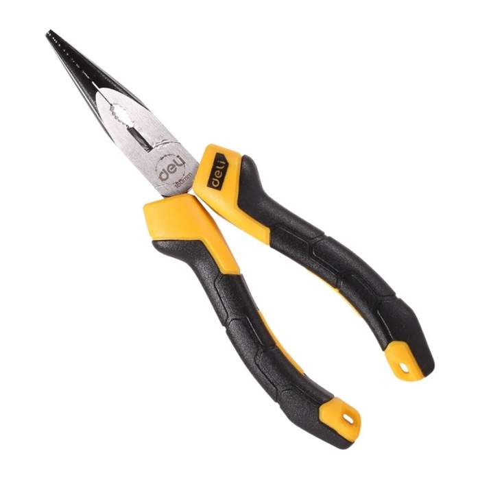 Длинногубцы Deli YS EDL2106Z, 160 мм, 2-х компонентные рукоятки