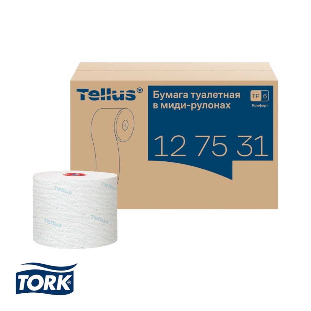 Бумага туалетная Tellus Комфорт TP6, в миди-рулонах, 100 м, 2 слоя