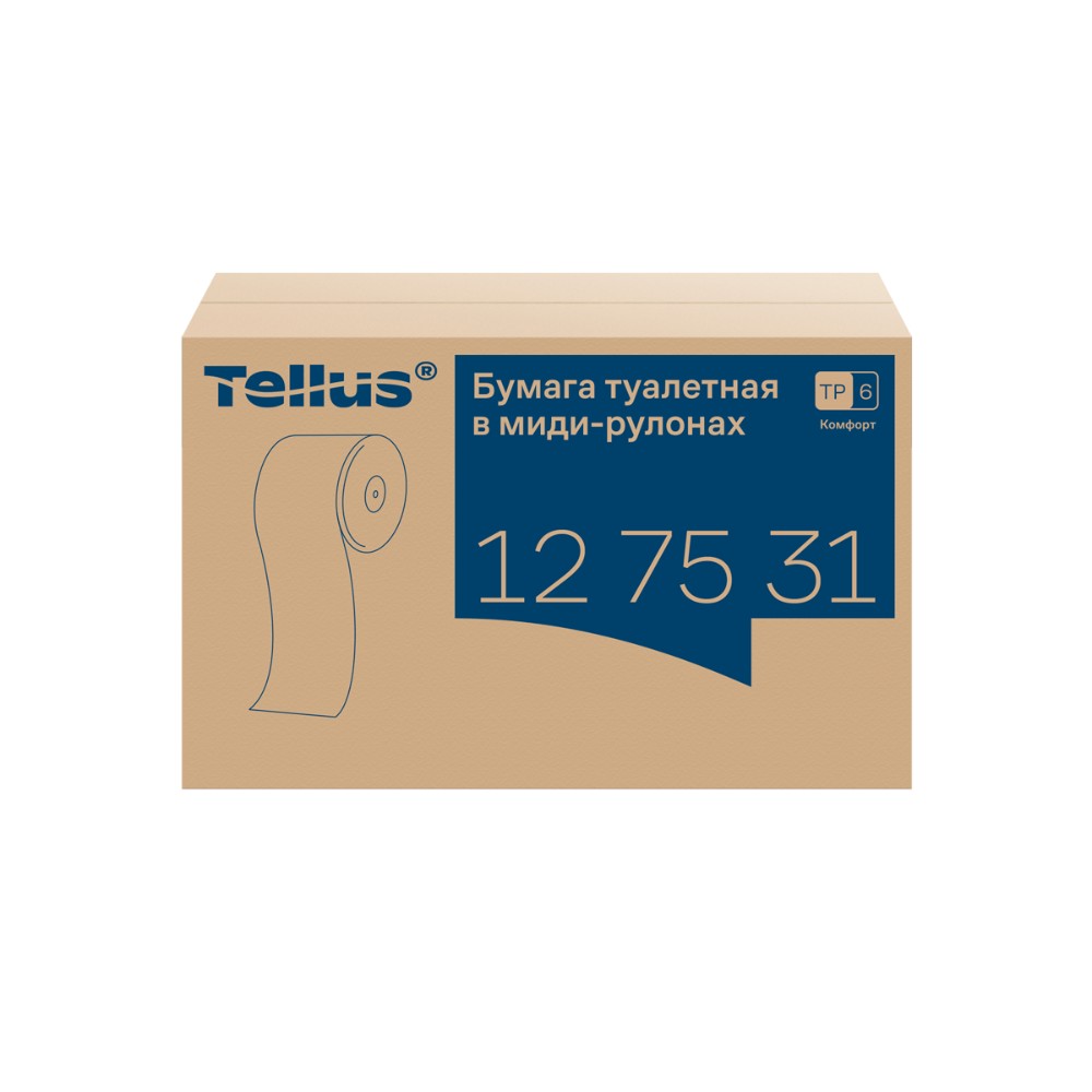 Бумага туалетная Tellus Комфорт TP6, в миди-рулонах, 100 м, 2 слоя