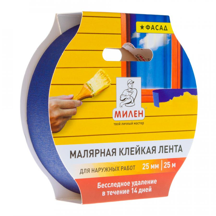 Лента малярная бумажная фасадная 25ммx25м МИЛЕН (MFD025K) 130 мкн, в и/у
