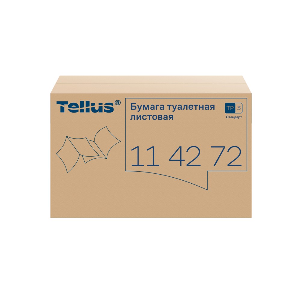 Бумага туалетная  Tellus Стандарт, TР3, листовая, 250 листов, 1 слой