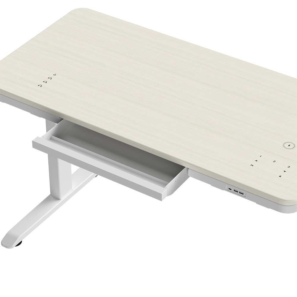 Стол с электроприводом двухмоторный AOKE HOME WOOD, цвет белый/береза