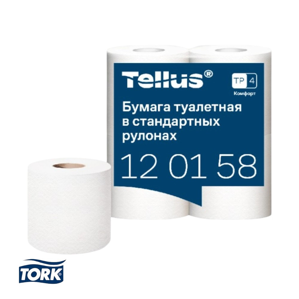 Бумага туалетная Tellus Комфорт, TP4, 4 рулона, 23 м., 2 слоя