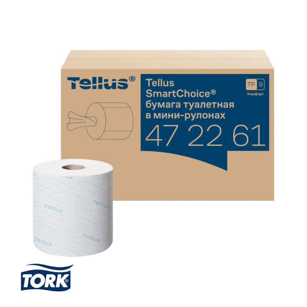 Бумага туалетная Tellus Комфорт TP9 SmartChoice, в мини-рулонах, 118,2 м, 2 слоя