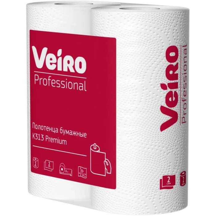 Полотенца бумажные Veiro Professional Premium, в рулонах, 2 рулона, 15 м, 2 слоя